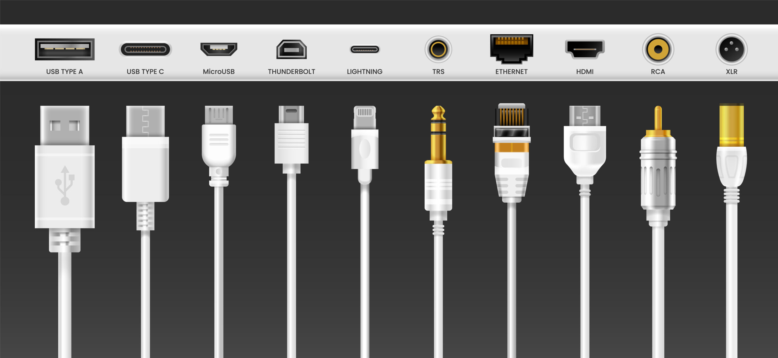 Cable adapters, USB charger, phone connector wires není kabel jako kabel